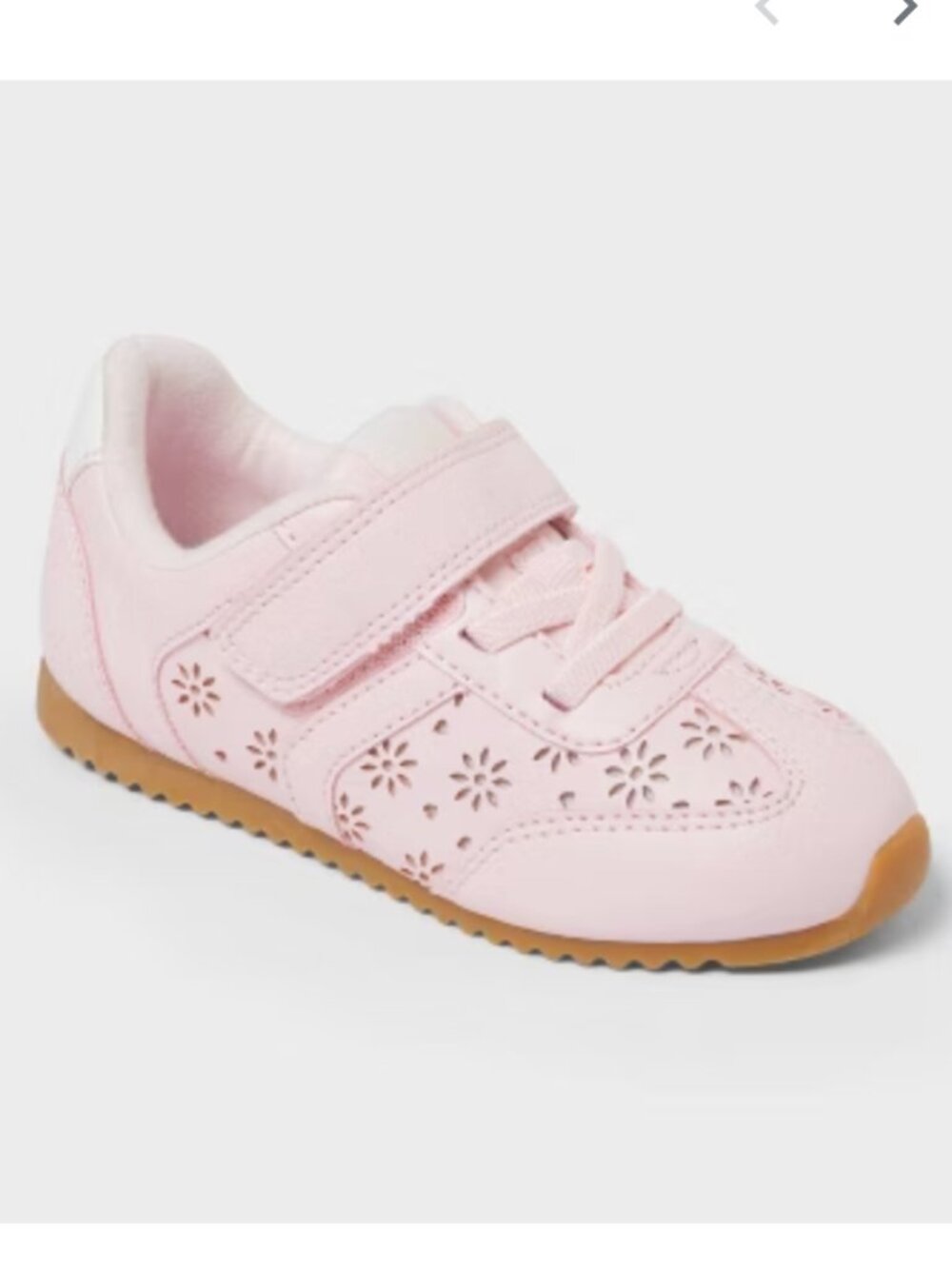 Cat & Jack Pink Floral Cutout Sneakers w/ Hook-and-Loop Strap 7 - Picture 8 of 8